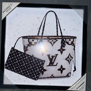 Louis Vuitton wall art with glass (14” x 14”)